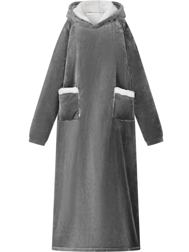 vidaXL Deken hoodie Donkergrijs L Fleece en Flanel