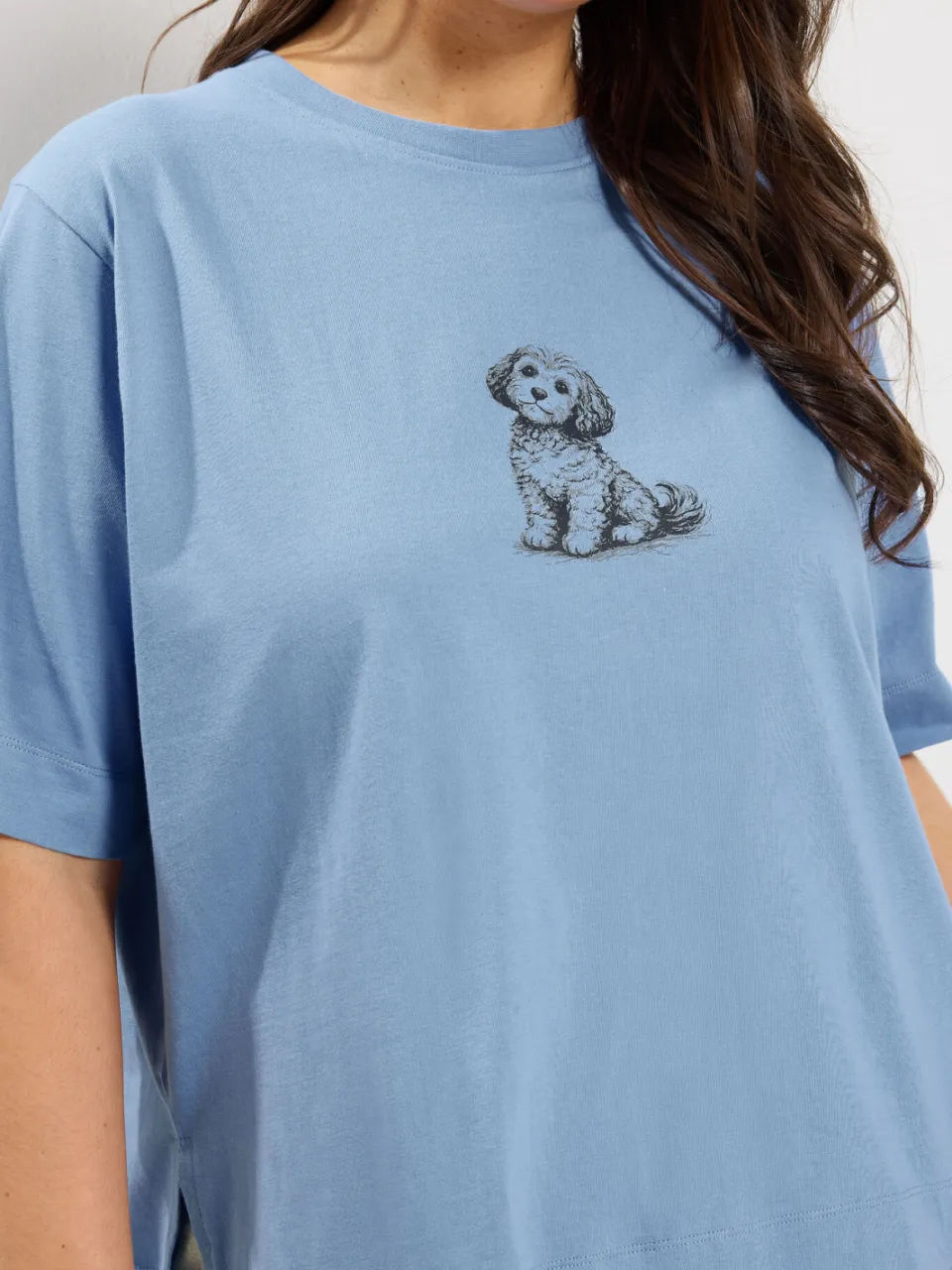 Yours Curve Pyjama Met Puppyprint En Wijde Pijpen In Blauw-64, foto 5