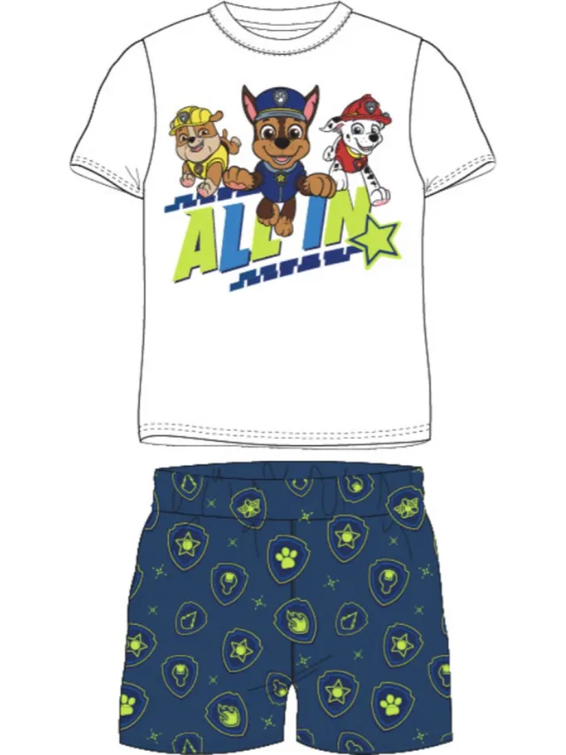 PAW Patrol Shortama Katoen Wit/Blauw