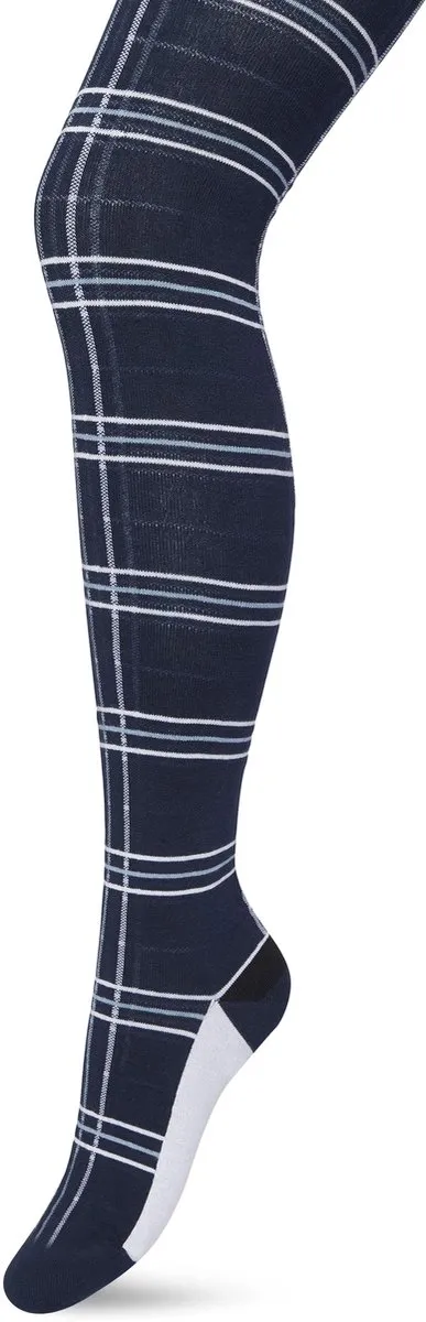 Bonnie Doon Maillot Dames met Ruiten Donker Blauw - Ruit Motief - Ruitjes Print - Biologisch Katoen - Uitstekende pasvorm - Bio Cotton - Gladde Naden - Checks Tights - Heerlijk Comfortabel - Bering Sea - BP211901.131
