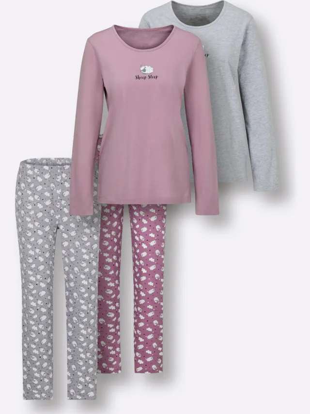 Pyjama's mauve/grijs gemêleerd + paars, foto 2