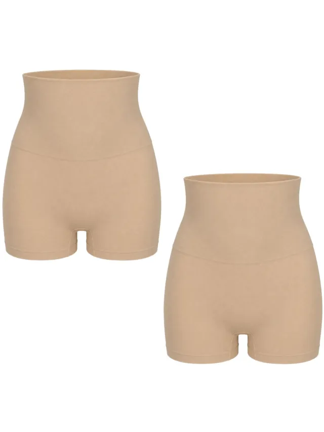 J&C 2-pack Corrigerende Dames Short Hoog Model – Shapewear Short met Hoge Taille – Sterk Corrigerend – Microfiber – Huid –