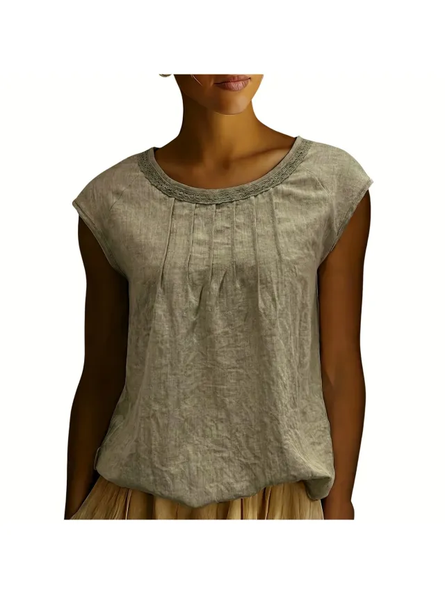 Currero Topje Dames - Top Kleding - Shirt - Blouse - Kort - Volwassen - Khaki