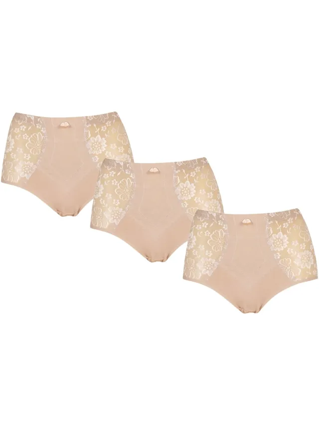 J&C JC 3-Pack Licht corrigerende dames slips H201 Huid Beige