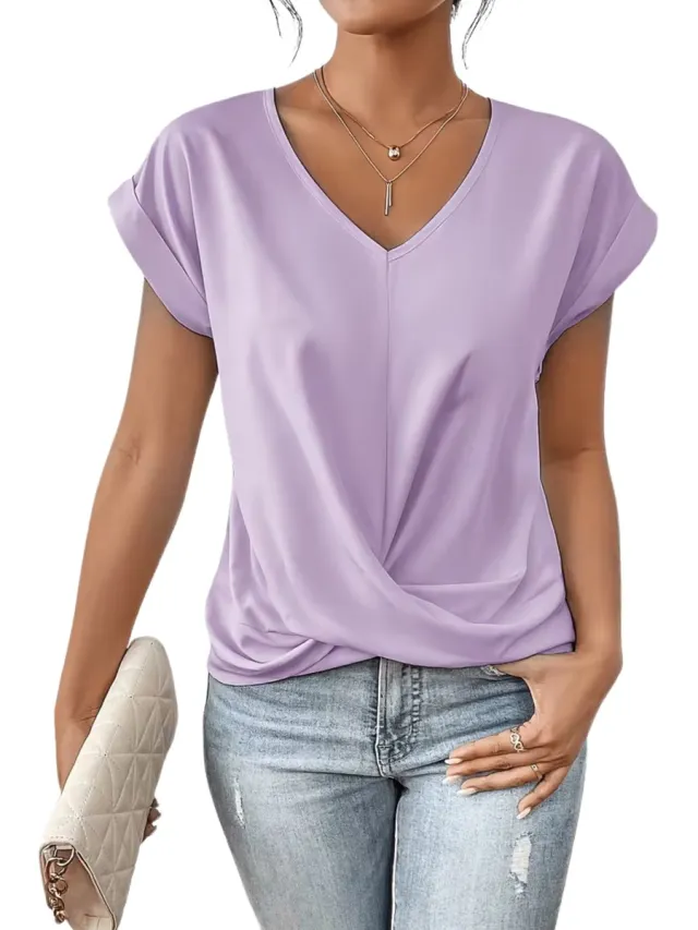 Currero Topje Dames - Top Kleding - Shirt - Blouse - Kort - Volwassen - Paars