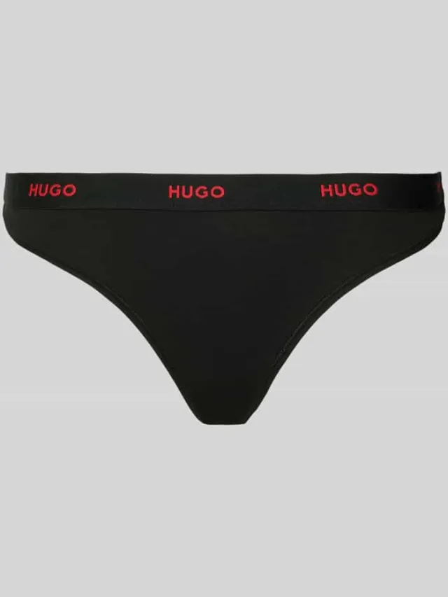 String van katoenmix, model 'HUGO ID THONG' zwart, foto 2