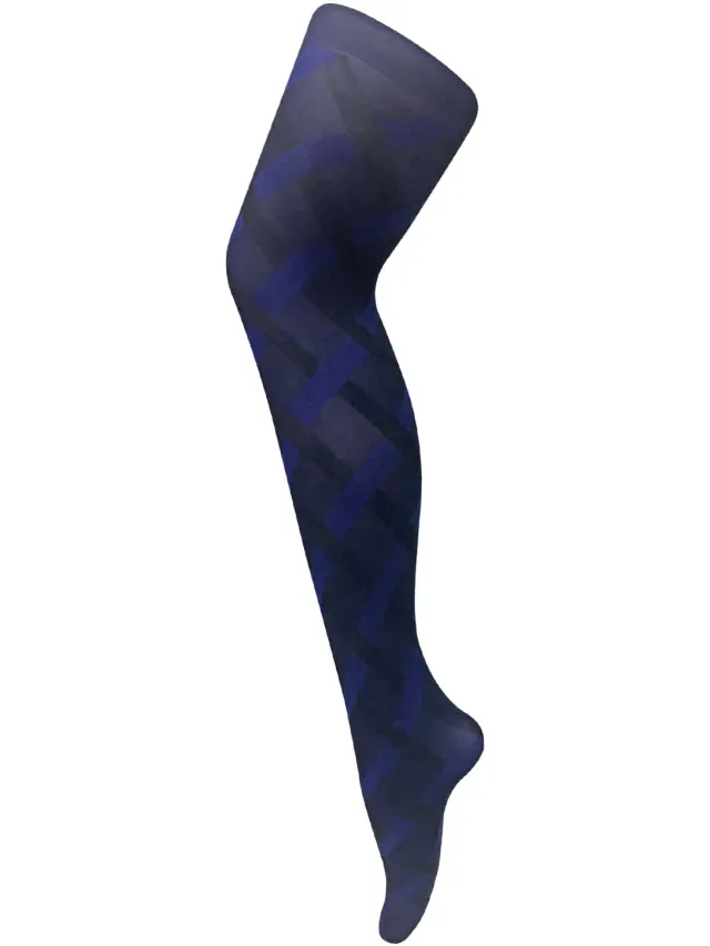 Sock Snob Dames80 denier ondoorzichtig patroon panty's - Kabelblauw