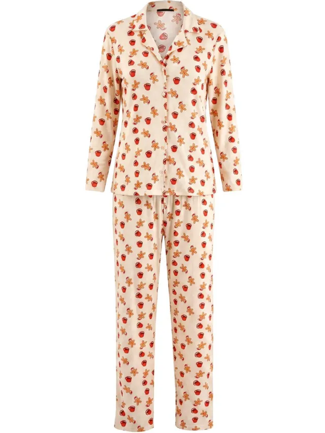 Trendyol TRENDYOLMİLLA Dames 2-pack Ecru Kerst- Lang, Regular fit Pyjama- Sets