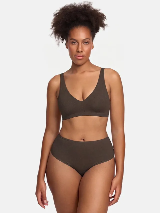 cfab Comfortabele push-up bh - Bruin - S - BH Zonder Beugel Voorgevormd - Ondergoed - Naadlos