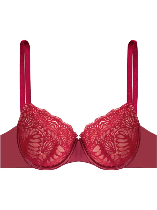 ESOTIQ Isabelle - Half voorgevormde beha - Rood - Kant - Plantenprint