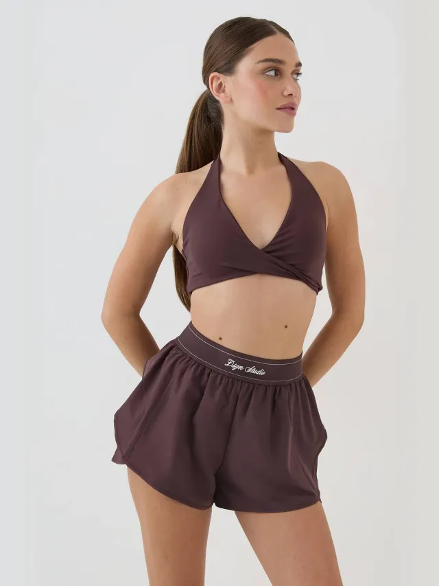 DSGN Studio Dames Dsgn Studio Ultra Sculpt Sportbeha Met Gedraaid Voorpand En Lichte Ondersteuning Chocoladebruin