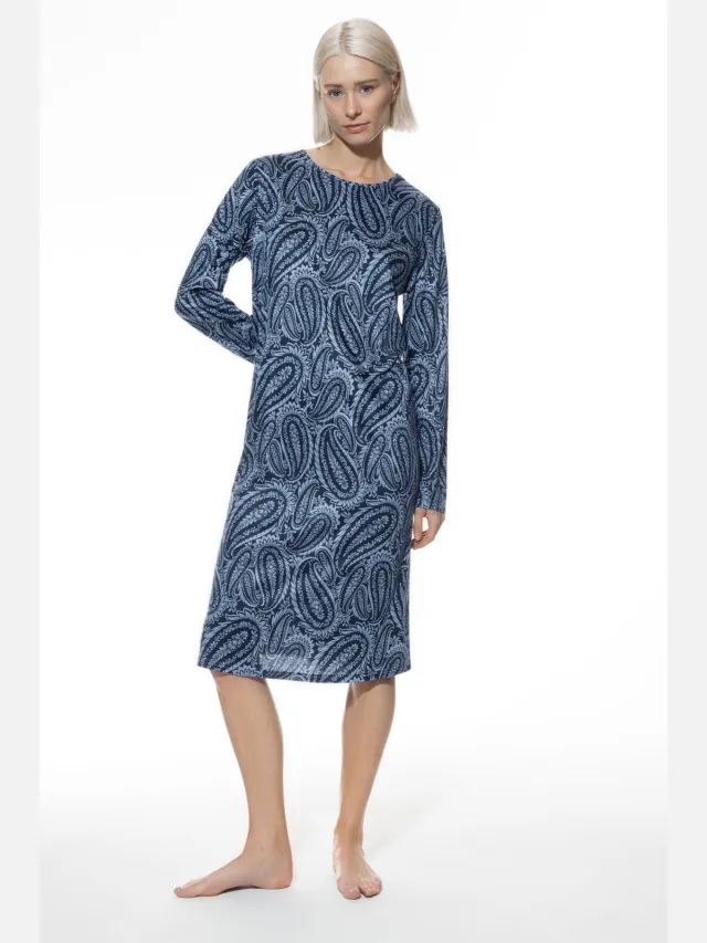 Mey Nachthemd lange mouwen Serie Floral Paisley Polar Wind blauw