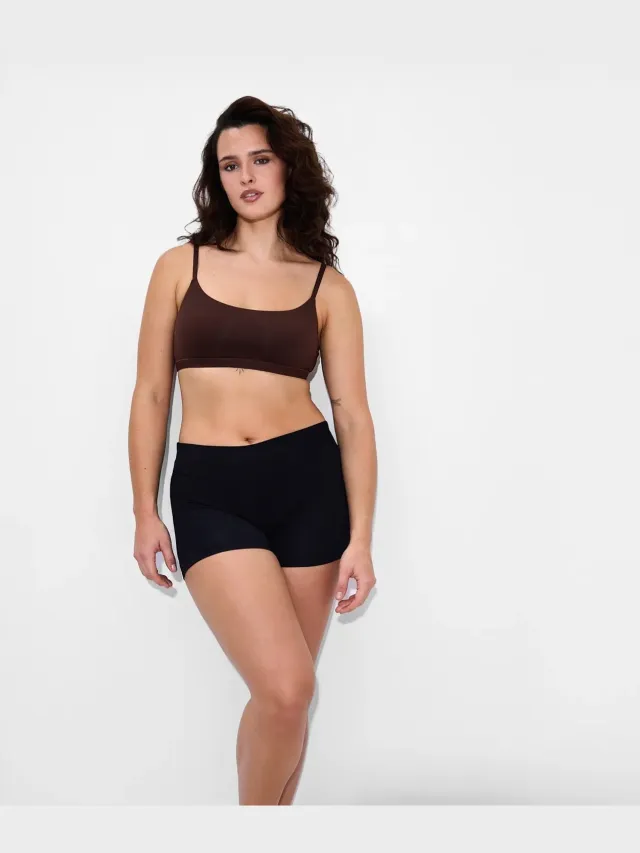 cfab Bralette met ronde hals - Bruin - XS - BH Zonder Beugel Voorgevormd - Ondergoed - Naadlos