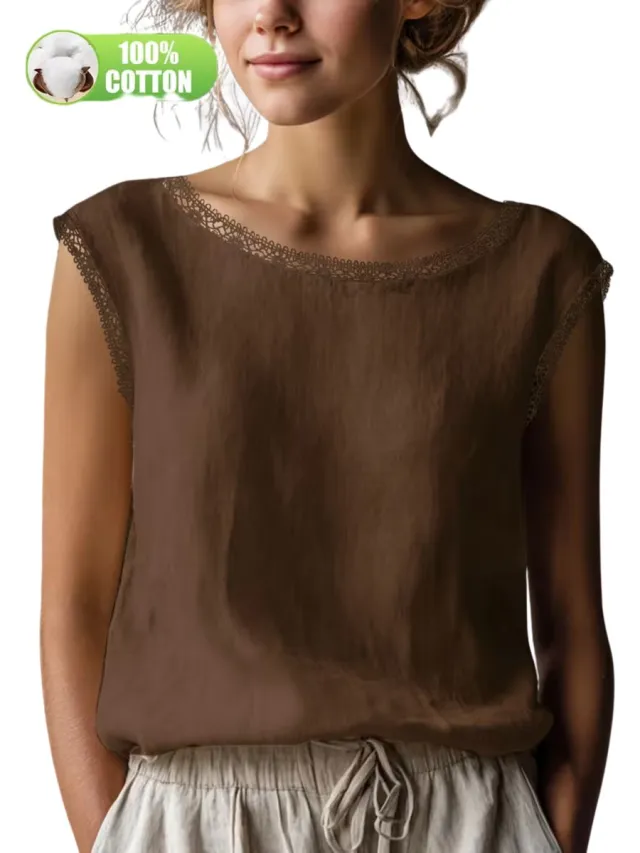 Currero Topje Dames - Top Kleding - Shirt - Blouse - Kort - Volwassen - Bruin