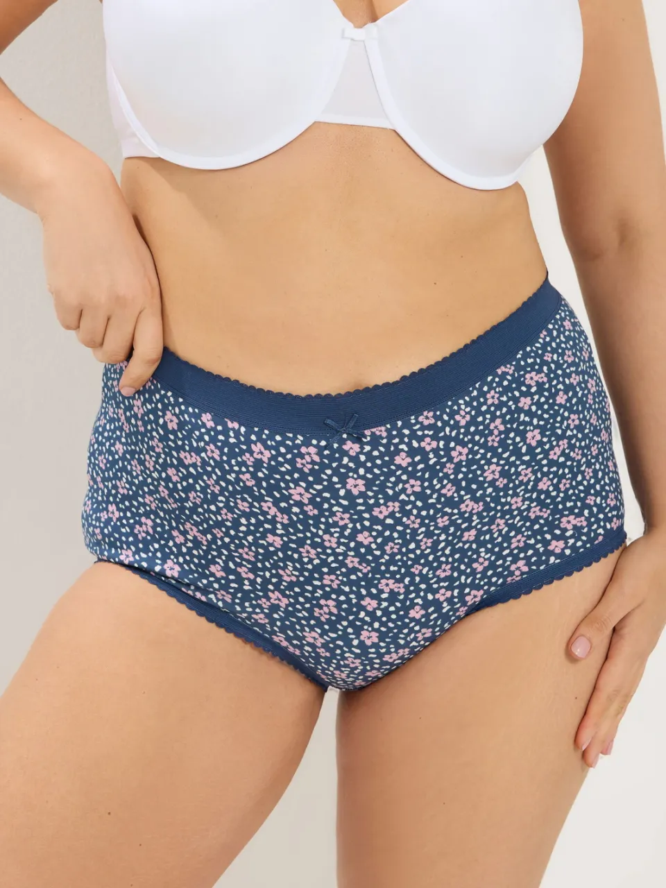 Yours Yourset 5Pack Marineblauwe Maxislips Met Kleine Bloemenprintsize 46-48 Blue