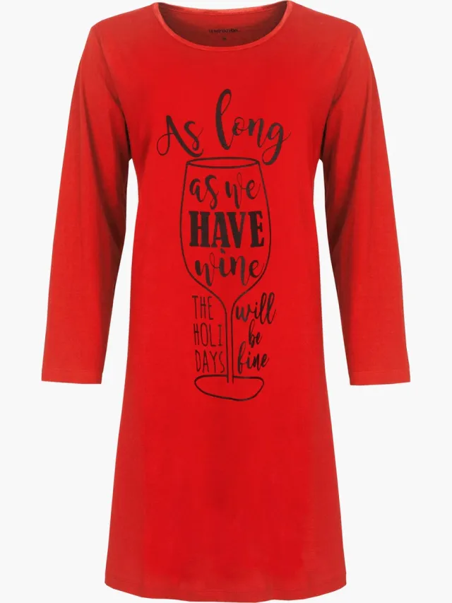Temptation Bigshirt - Nachthemd - Katoen - Rood