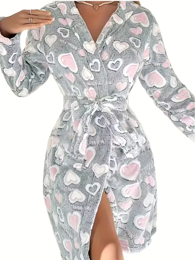 Currero Badjas Dames - Fleece - Katoen - Badstof - Sauna - Hamam - Wafel - Bathrobe - Duster - Ochtendjas - Spa - Kimono - Grijs