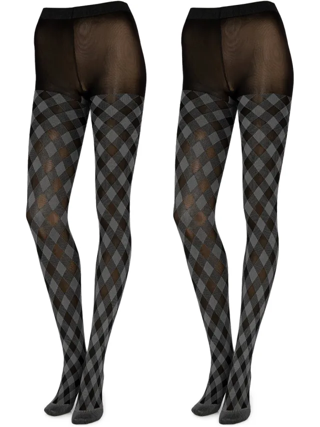 Merry Style Dames Panty 2 Pack - 60 DEN- Gedessineerd - 3D-technologie - Polyamide – Rook/smoky – XL - MS-GB-317