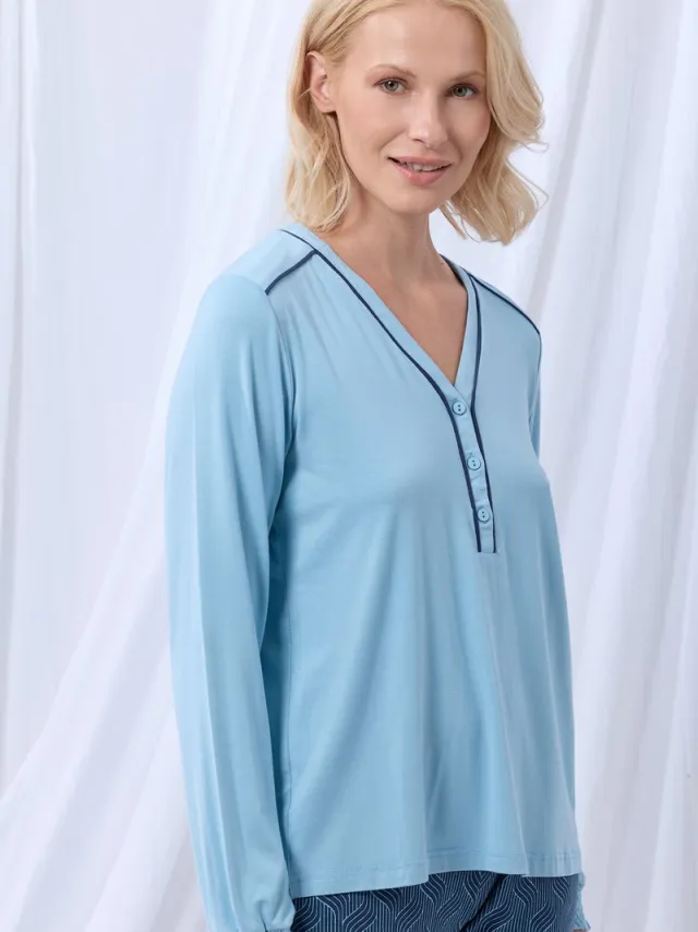 Woody 252-50-XPD-Z/860-pyjama-S lichtblauw