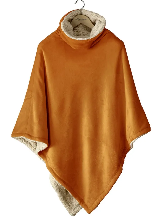 De Witte Lietaer Teddy Fleece Poncho Ganges Copper