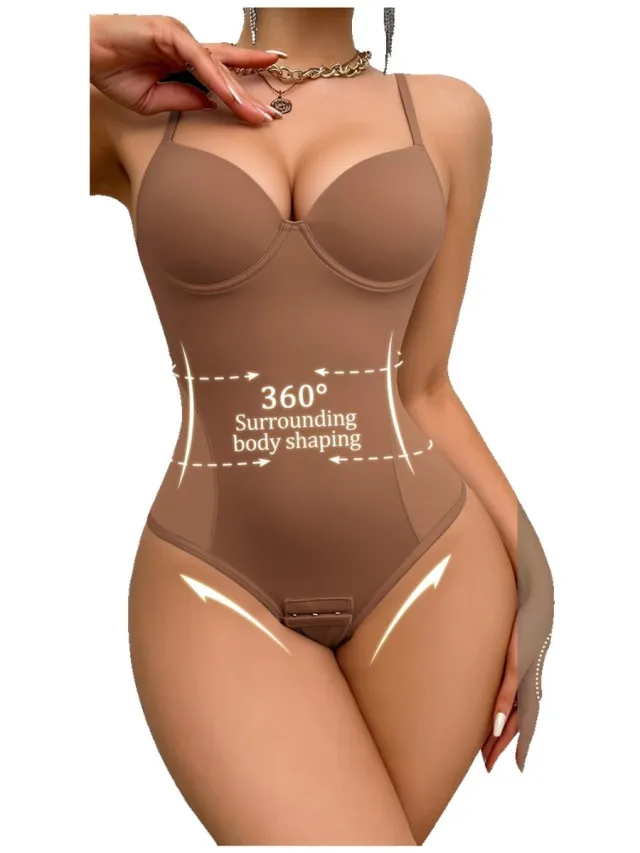 Currero Bodysuit Dames - Shapewear - Bodystocking - Corrigerende Body - Ingebouwde BH - Vormgevend & Afslankend Effect - Roodbruin