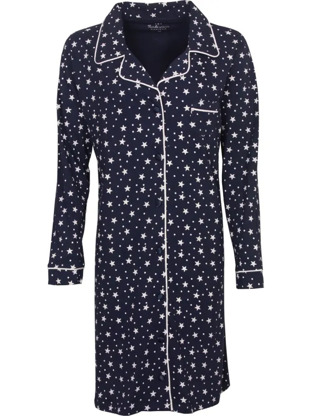 Tenderness Dames Nachthemd - Doorknoop - Donker Blauw