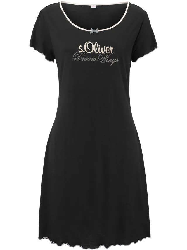 nachthemd met logoprint zwart