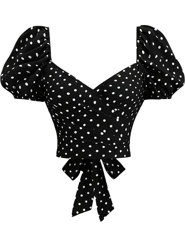 Currero Topje Dames Polkadots - Mouwloze Top - Singlet - Kleding - Shirt - Blouse - Kort - Volwassen - Zwart