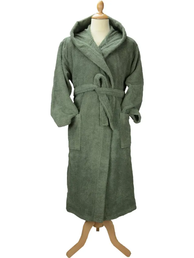 ARTG Robezz - Badjas met Capuchon - 100% Katoen - Badstof - Leger Groen - Army Green - (2XL)