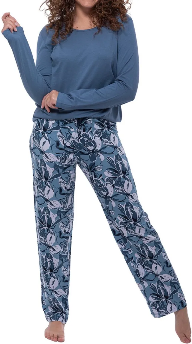 Ammann Dames pyjama Night & Home blauw