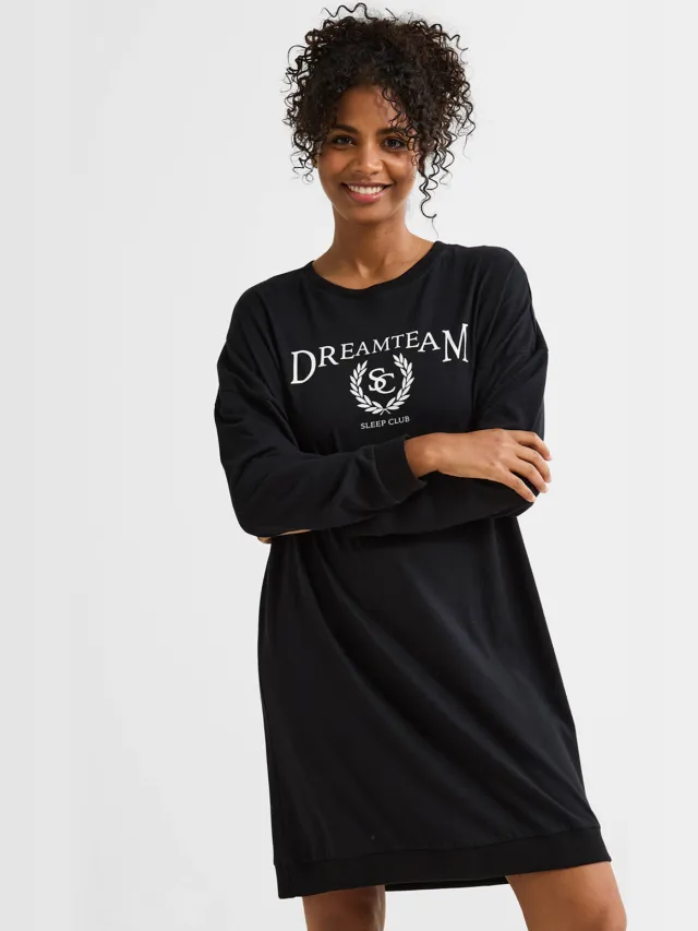 Dreamcovers oversized nachthemd zwart Zwart/wit