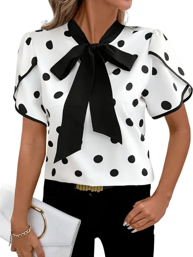 Currero Topje Dames Polkadots - Mouwloze Top - Singlet - Kleding - Shirt - Blouse - Kort - Volwassen - Wit