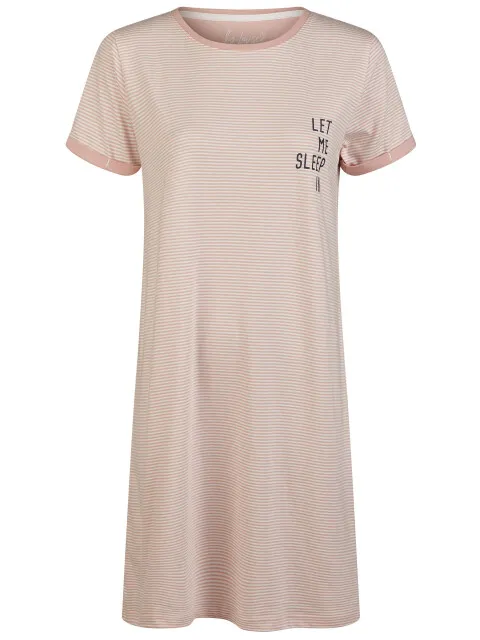 By Louise Essential dames nachthemd korte mouw gestreept roze, foto 2