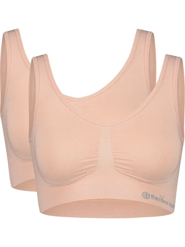 Bamboo Basics Naadloze BH Nova - 2-pack - Roze Comfort BH Top - Bamboe BH Zonder Beugel - Bamboe Ondergoed