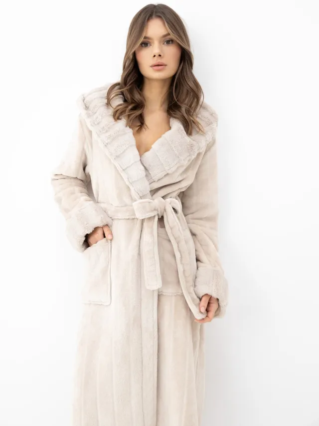 S& Sensis Sensis Fleece Badjas Evora Dames 40 / Beige
