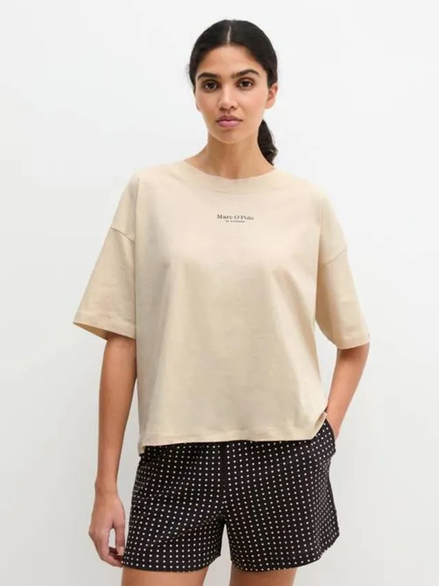 Marc O'Polo MARC O’POLO pyjamaset french aok/black geo print (maat s) beige zwart
