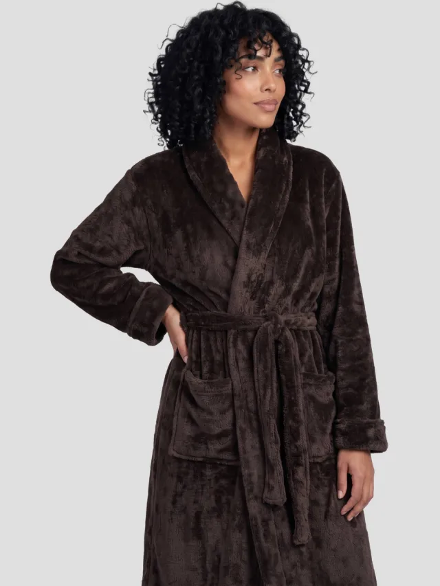 Lingadore fleece badjas - donkerbruin