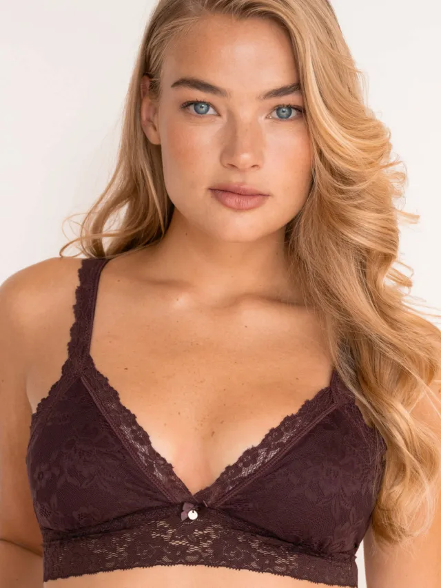 Sam Friday niet-voorgevormde bralette Lacey donkerrood