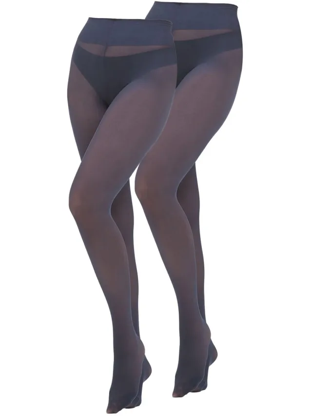 Next Dames - Twee ultiem comfortabele niet-doorschijnende 40 denier panty's - Blauw Navy