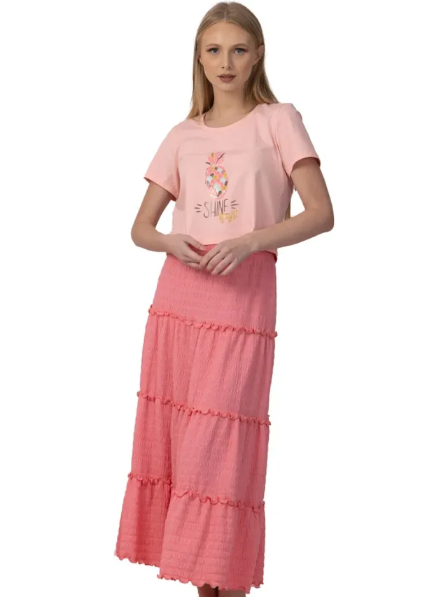Vanilla Shine Bright dames pyjama - Pyjamasets - Egyptisch katoen - PJ8906 - Roze