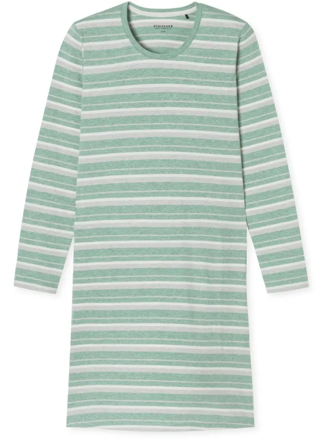 Schiesser Dames nachthemd Casual Essentials grün, Weiss