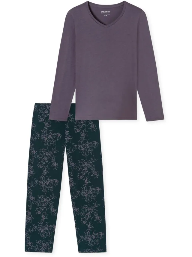 Uncover by Schiesser Lange pyjama - Dames Pyjamaset - pruim