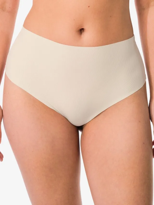 HEMA Damesstring hoge taille micro rib ultimate comfort naturel (naturel)