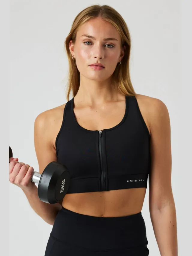 Rohnisch sportbh high support met panterprint - zwart
