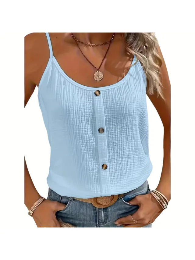 Currero Topje Dames - Top Kleding - Shirt - Blouse - Kort - Volwassen - Lichtblauw