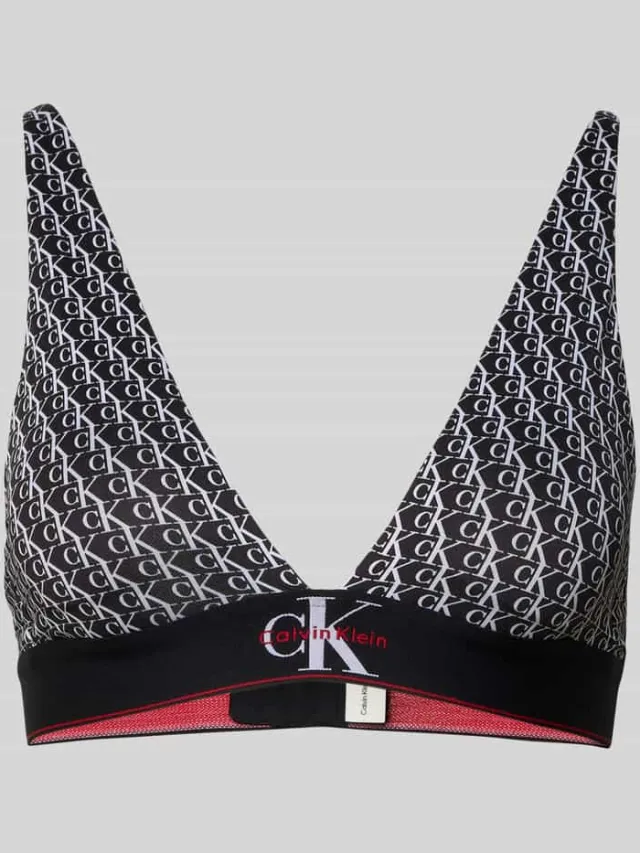 Calvin Klein Slim fit bh met all-over logoprint Zwart