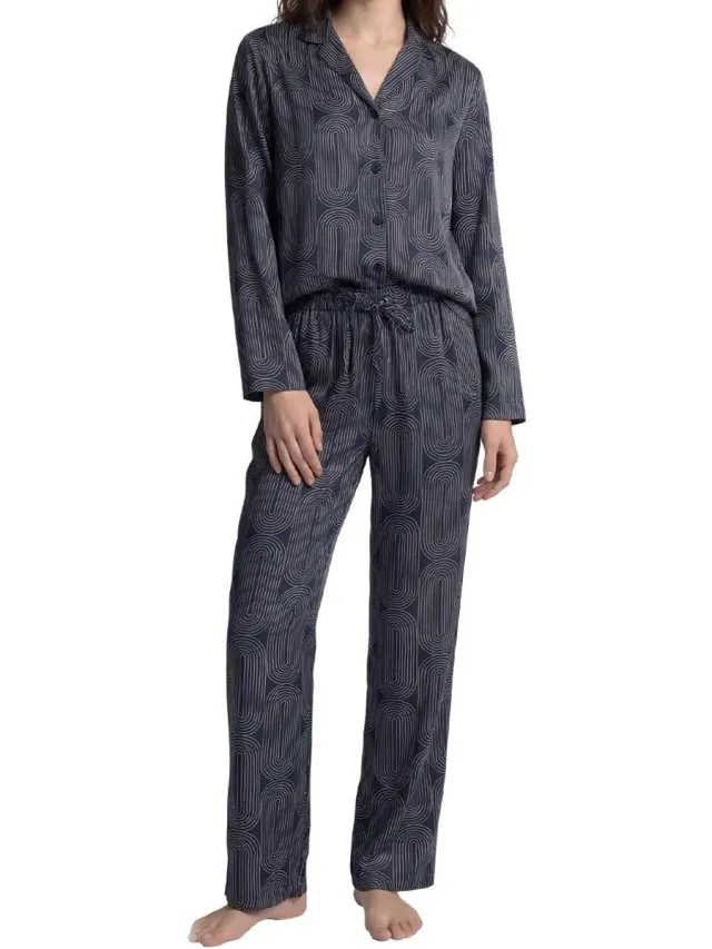 Seidensticker Dames pyjama Classic Web nightblue