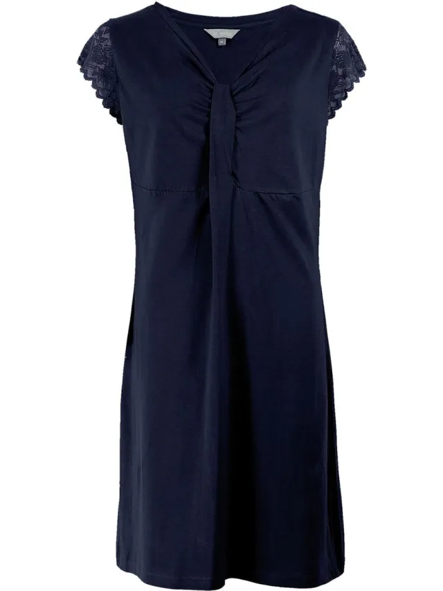 Irresistible Dames Nachthemd - 100% Katoen - Navy Blauw