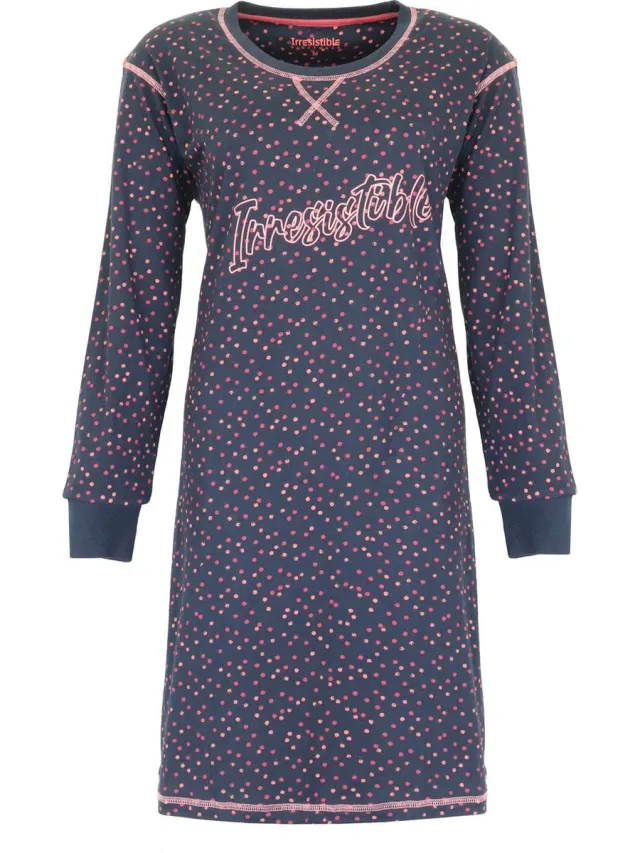 Irresistible Dames Nachthemd - 100% Katoen - Donker Blauw