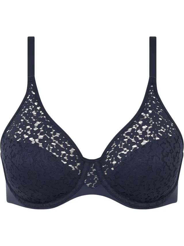 Chantelle Beugel Bh - Norah - Volledig kant - stevige bh grote maten - T-shirt bh - 75B - Blauw